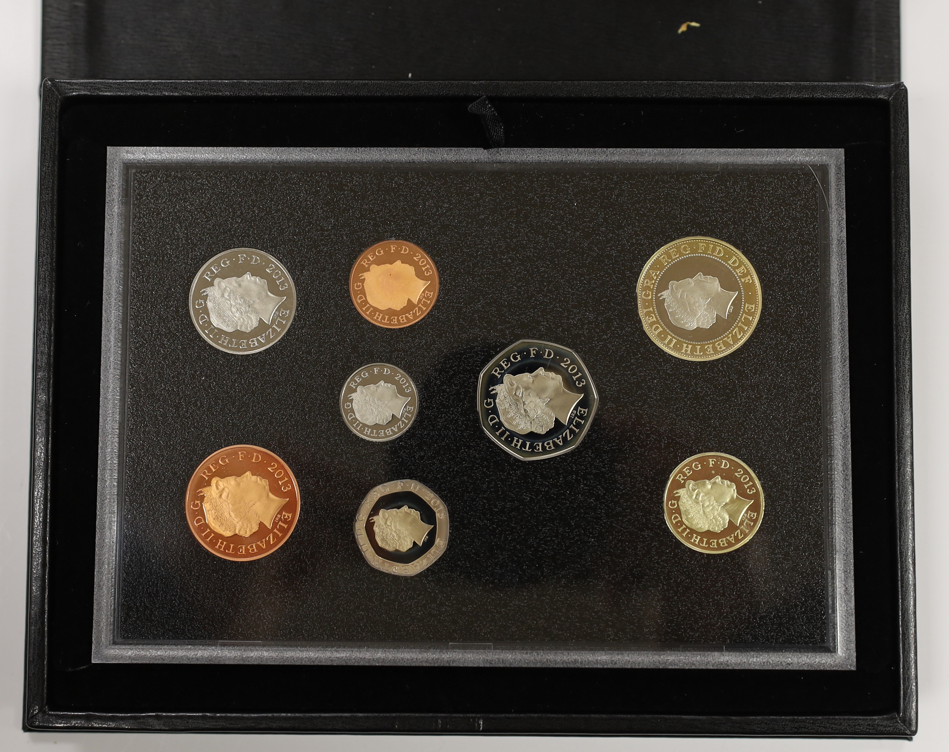 Three Royal Mint UK QEII Proof coin set collector edition for 2013, 2014 and 2015, 3 cases